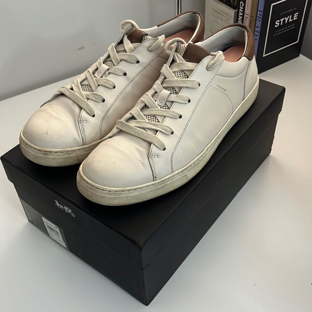 Coach C126 Leather Low Top w/Brown Contrast 11/44.5